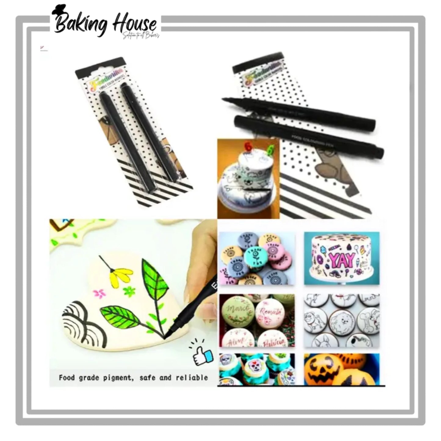 2pcs Edible Black Marker For Cake Decorating