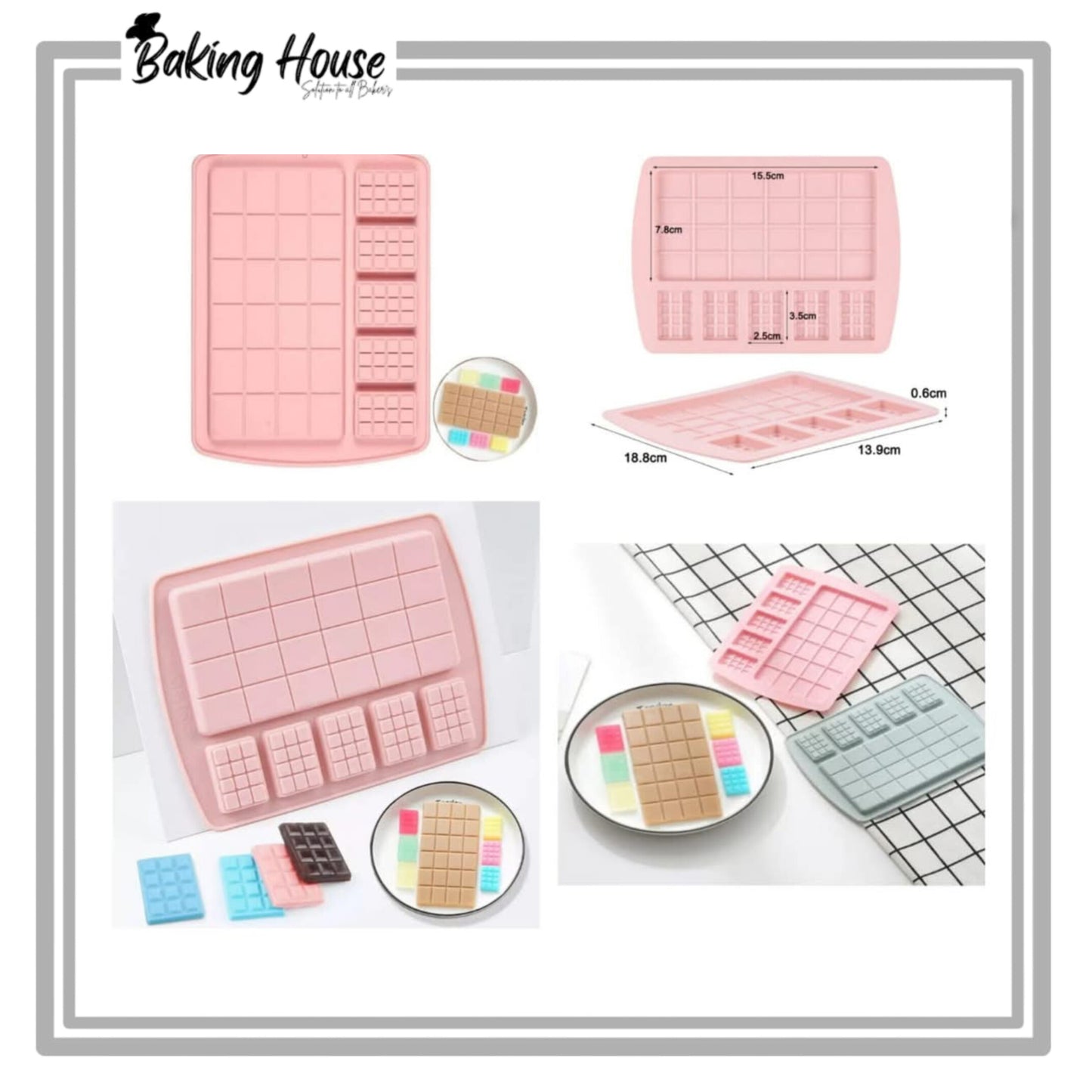 6 Cavity Silicon Chocolate Bar Mould