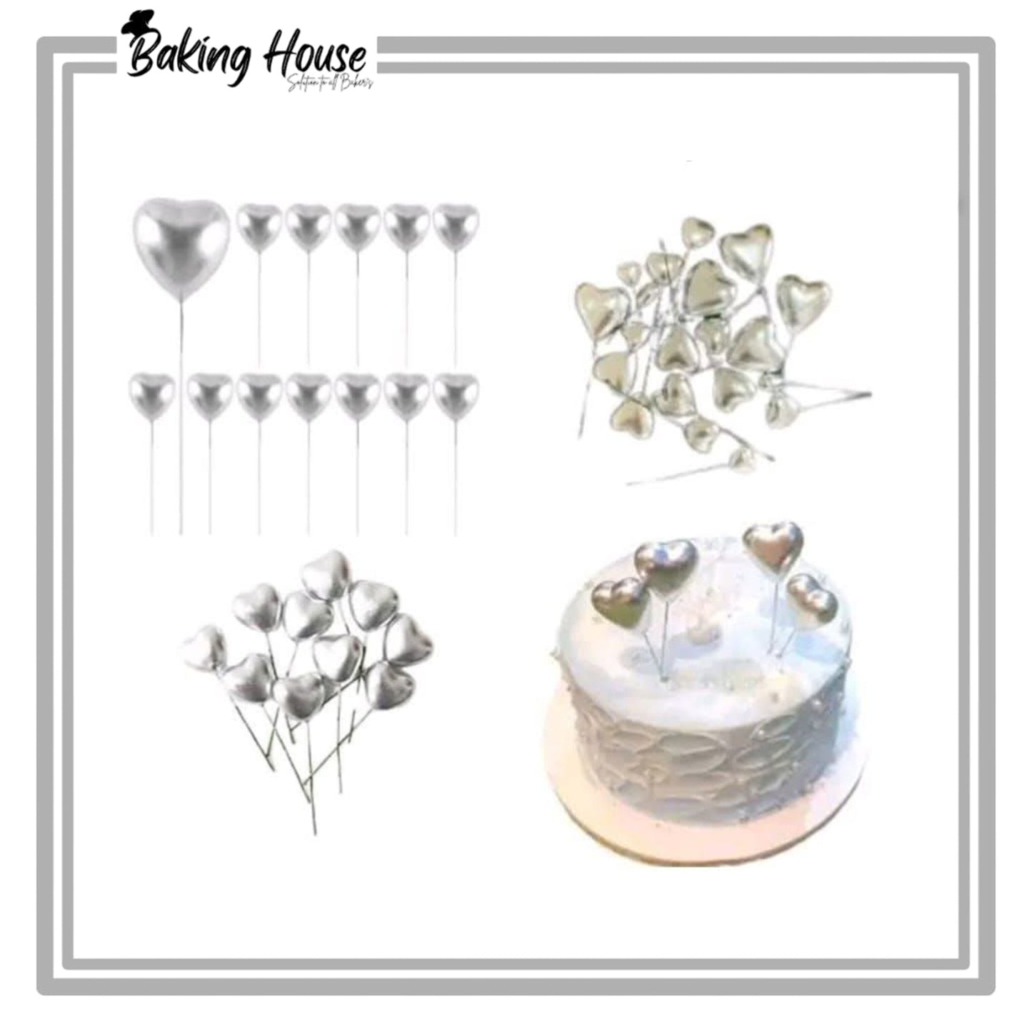 20pcs Silver Heart Fox Ball For Cake Decorationg