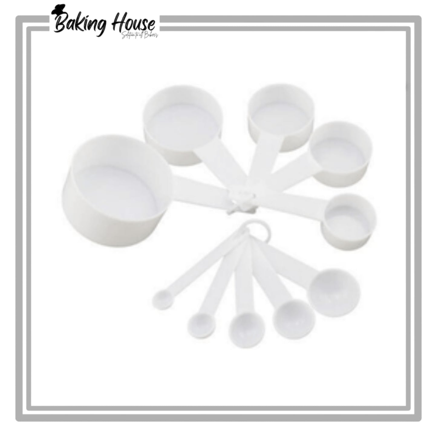 10pcs White Plastic Measuring Cup & Spoon Set