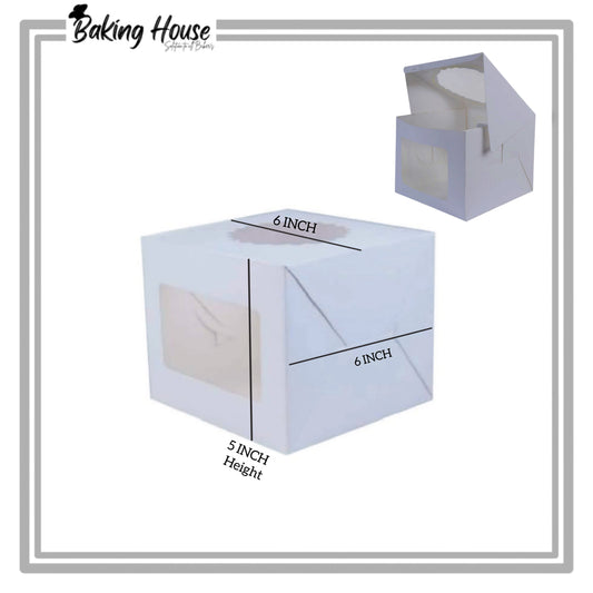 6x6x5 White Window Cake Box