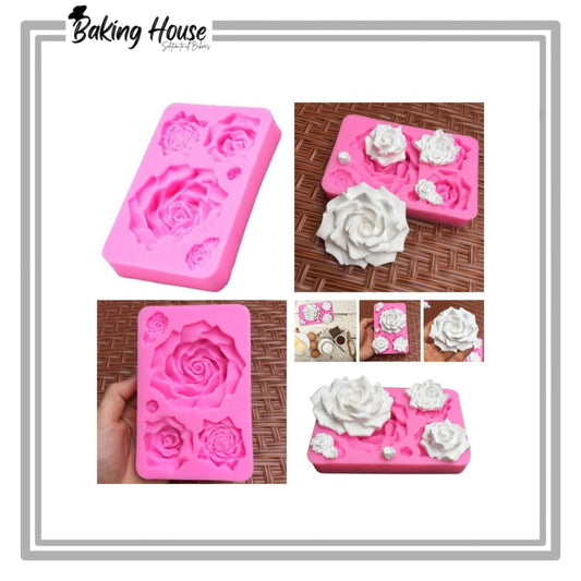 Big Rose Set Silicon Fondant Mould For Cake Decorating