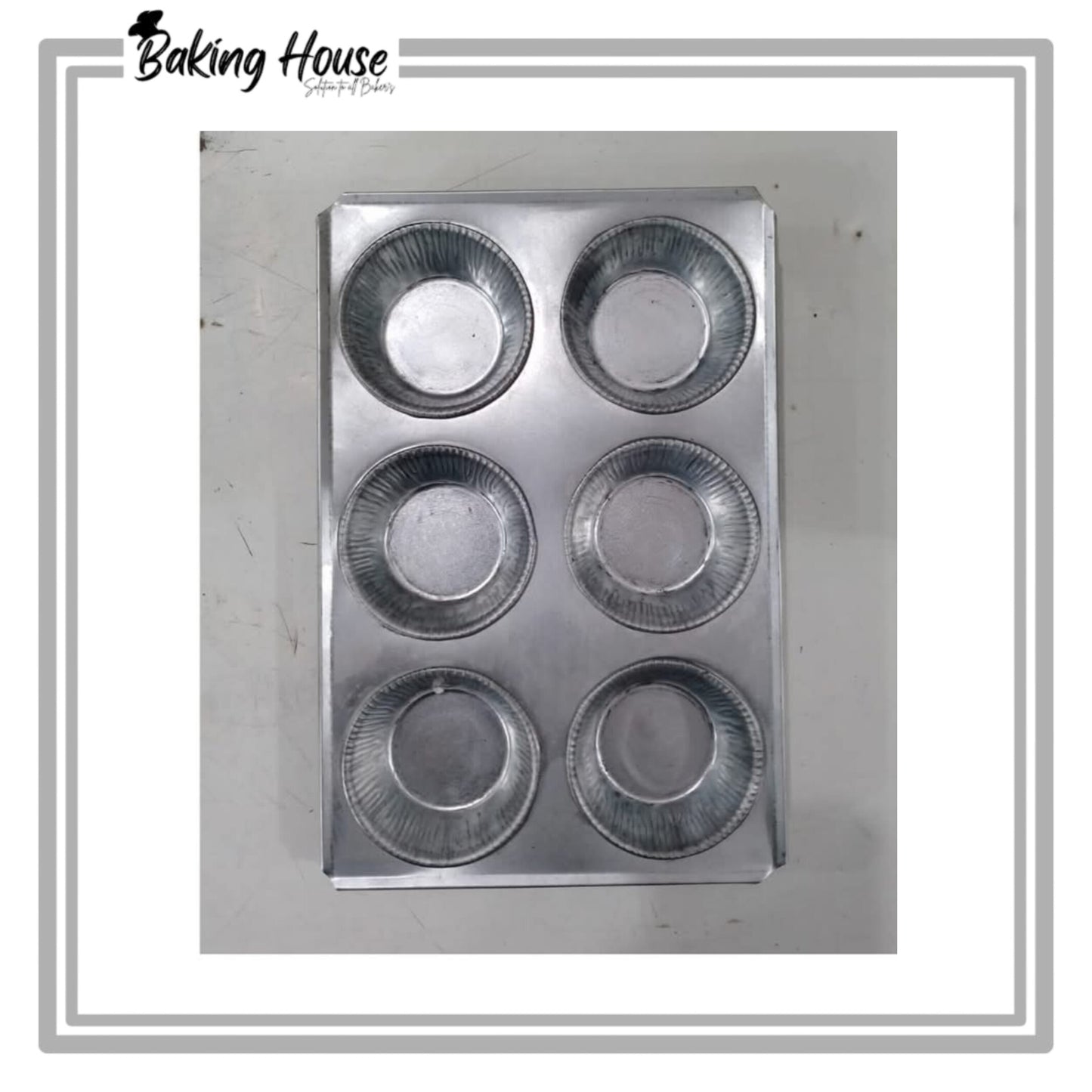 6 Cavity Stainless Steel Cupcake Silver Tray