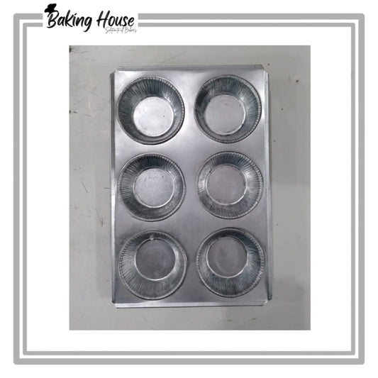 6 Cavity Stainless Steel Cupcake Silver Tray