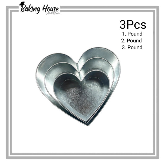 3pcs Heart Stainless Steel Cake Pan Set