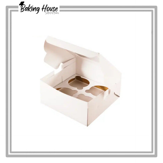 4 Cavity White Window Cupcake Box