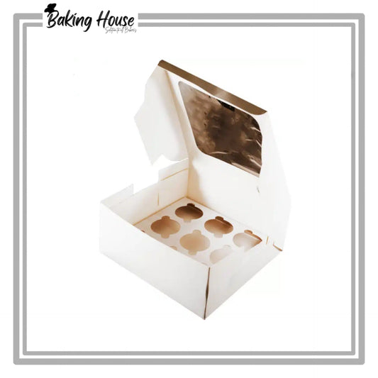 9 Cavity White Window Cupcake Box