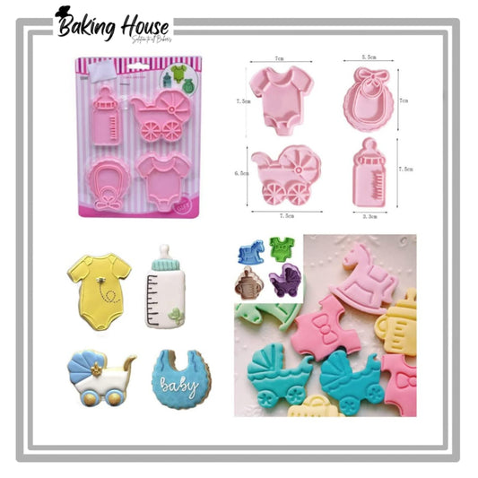4pcs Baby Shower Plastic Cookie Cutter