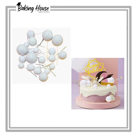 20pcs White Fox Ball For Cake Decorationg