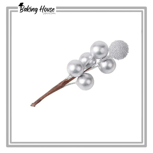 4pcs Silver Berry's Ball For Cake Decorationg