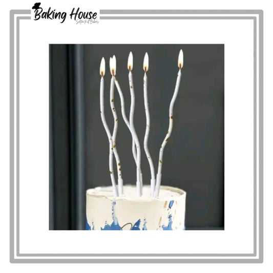 6pcs White Spiral Candle For Cake Decorationg