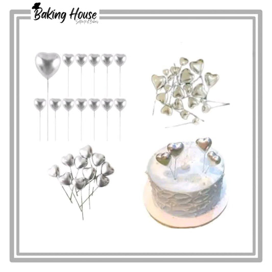 20pcs Silver Heart Fox Ball For Cake Decorationg