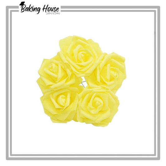 5pcs Yellow Fomice Flowers For Cake Decorationg