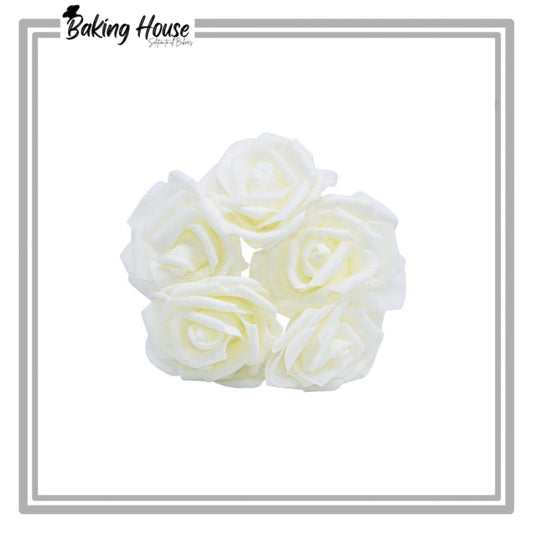 5pcs White Fomice Flowers For Cake Decorationg