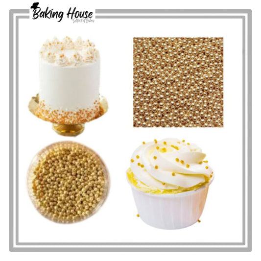 2mm Metallic Golden Edible Beads 25g For Cake Decorationg