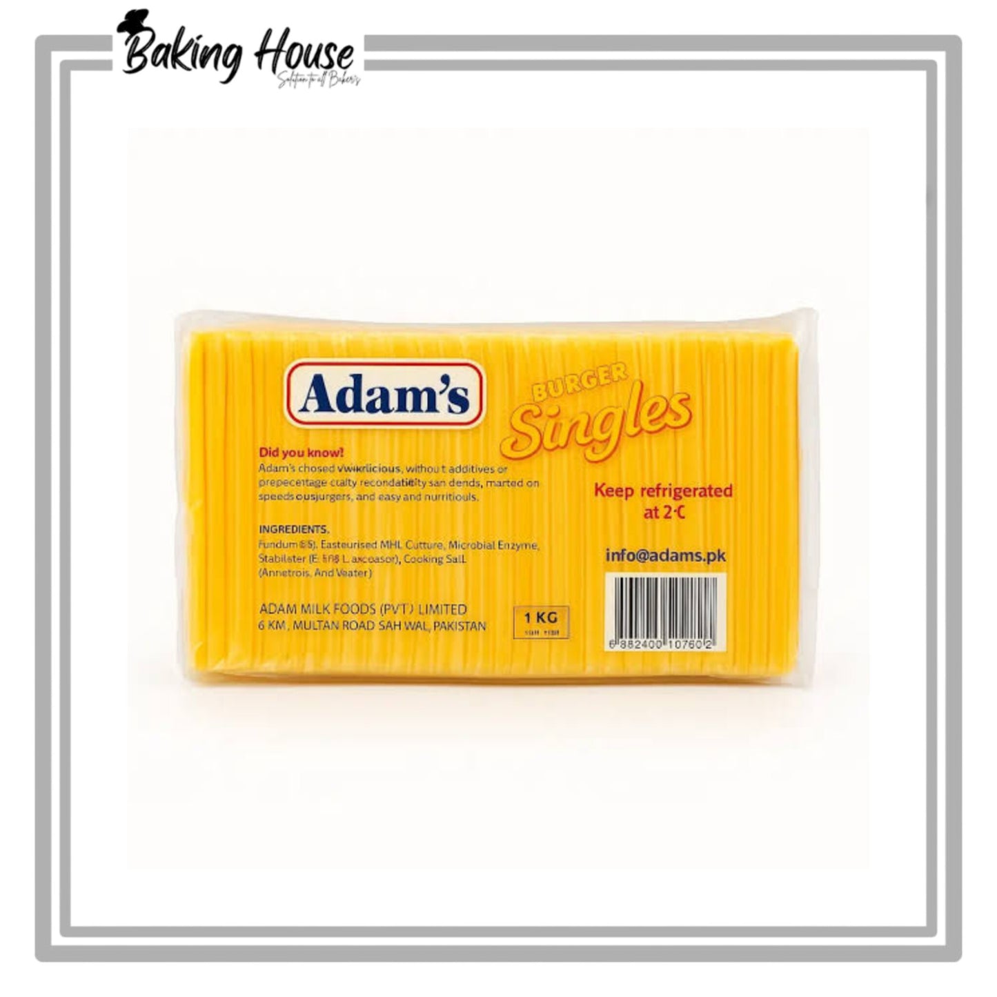 Adam's Burger Slice Cheese 1kg Pack (Only For Karachi)