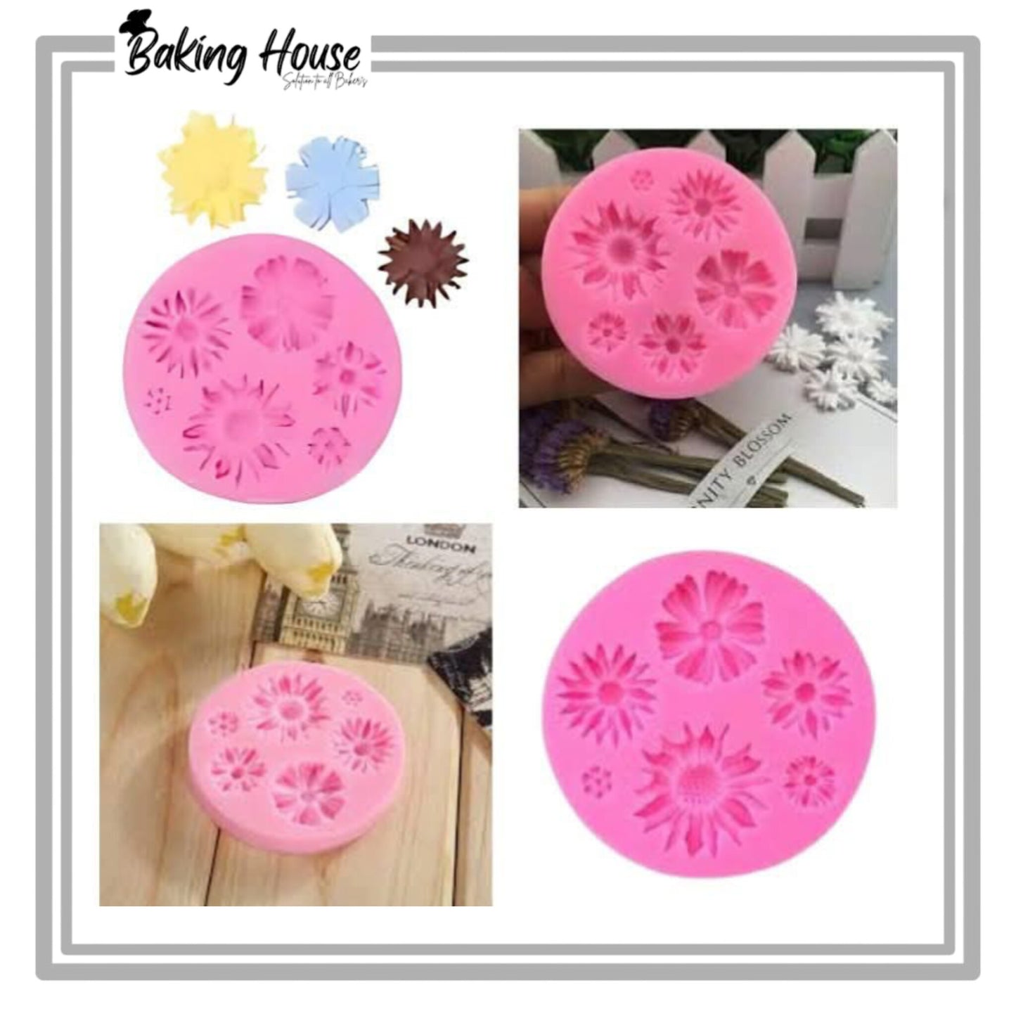 6 cavity Sunflower Silicon Fondant Mould