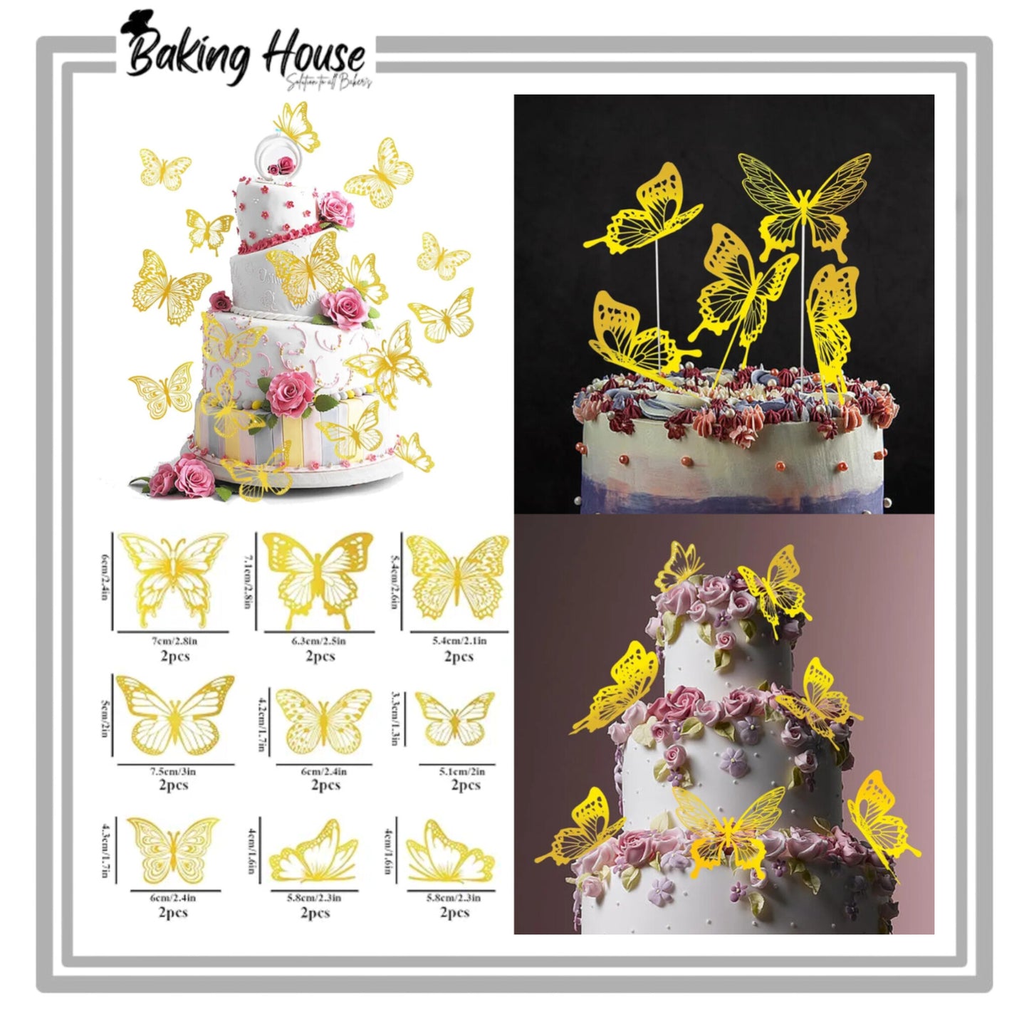 3D Golden Butterfly For Cake Decorating