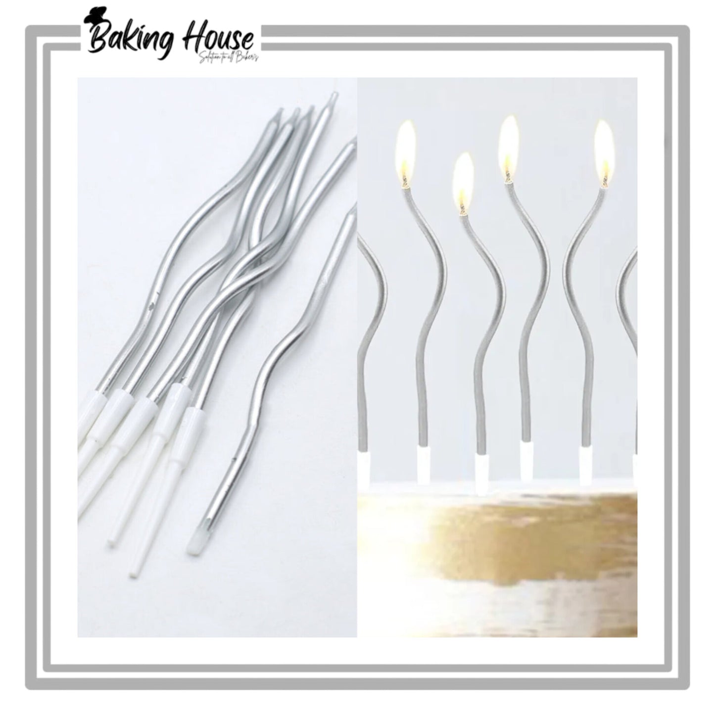 6pcs Silver Spiral Candle For Cake Decorating