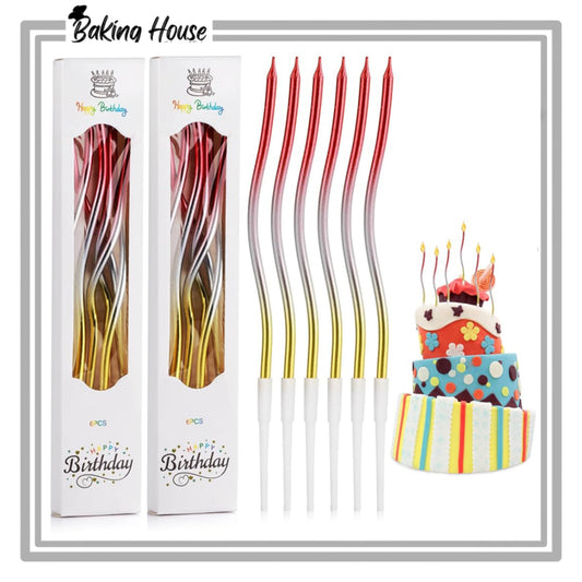 6pcs Multi Spiral Candle For Cake Decorating
