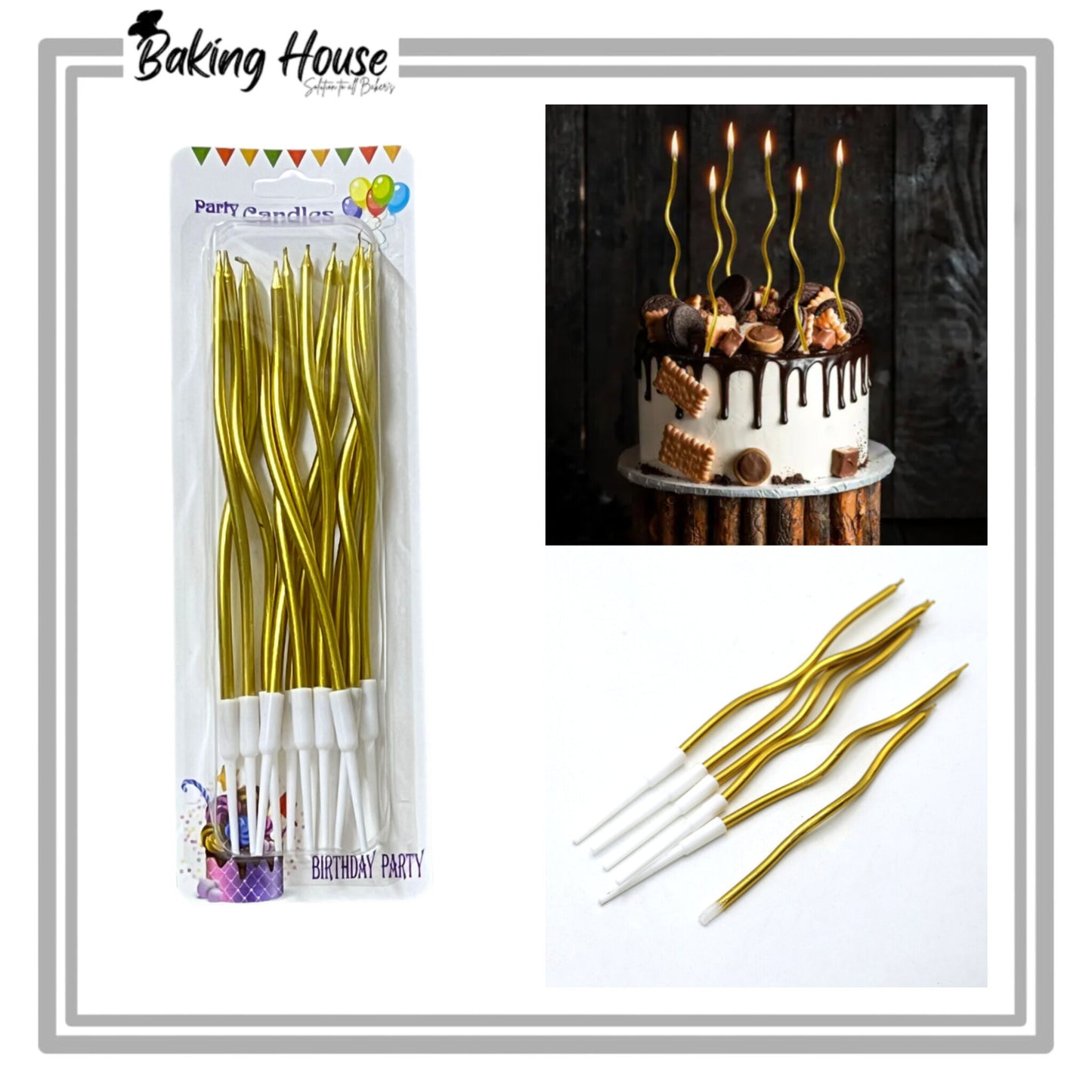 12pcs Golden Spiral Candle For Cake Decorating