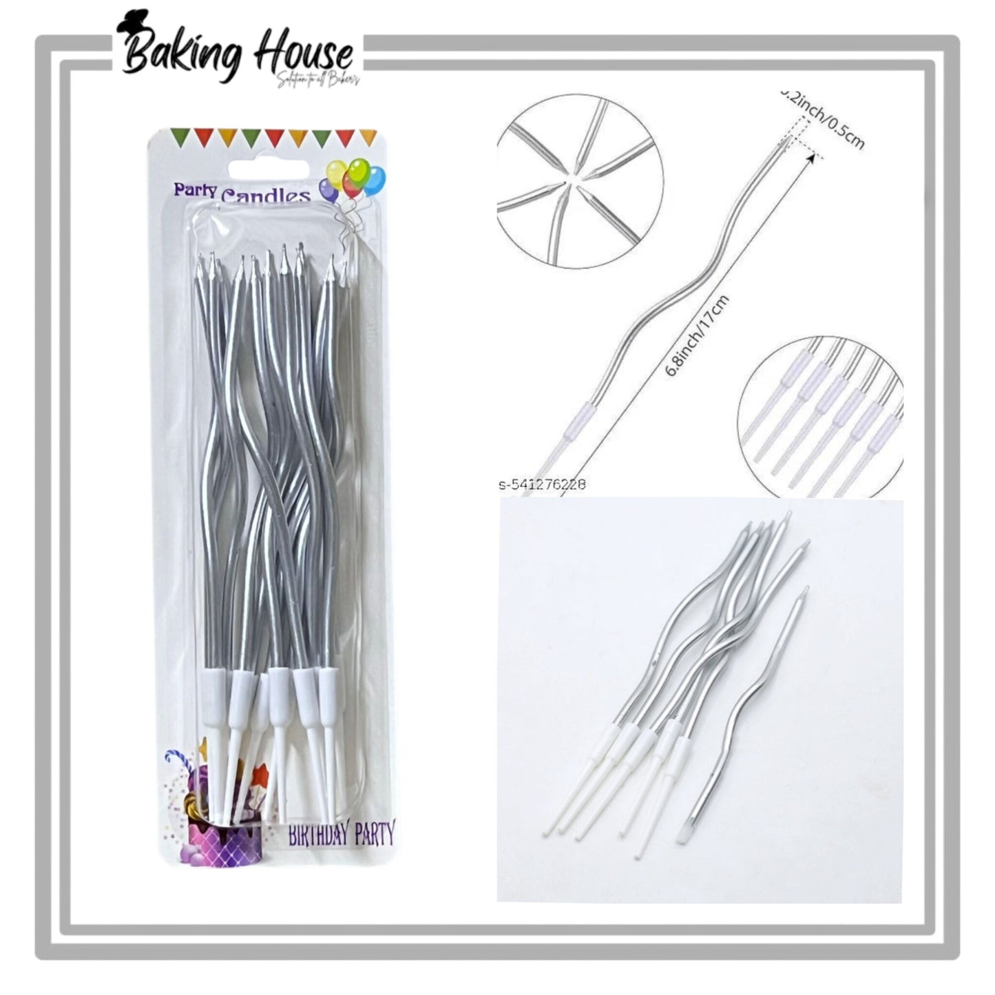 12pcs Silver Spiral Candle For Cake Decorating