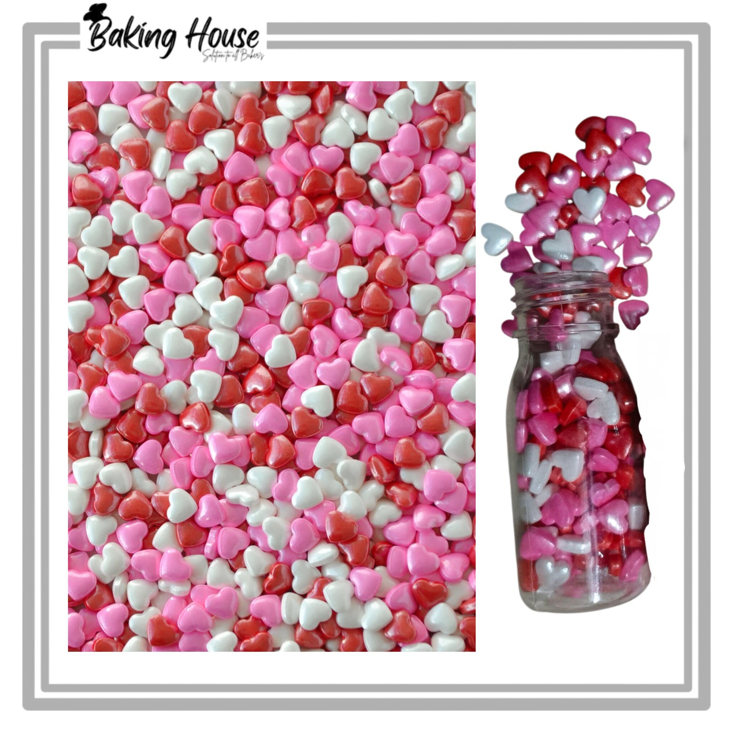 Edible Red-Pink-White Mini Heart Brads 25g