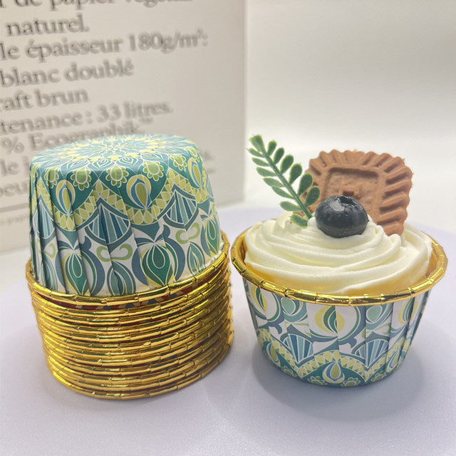 50pcs Printer Golden Cupcakes Liner